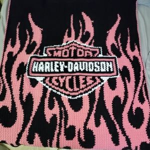 Harley Davidson home made crochet large throw blan